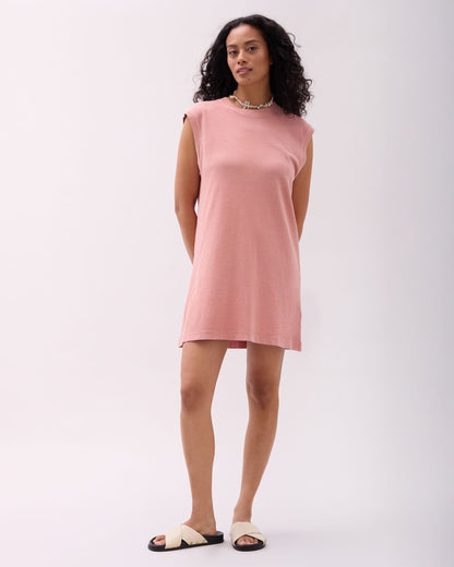Womens Relaxed Muscle Dress - Pigment Dye Jersey - Pink Sands