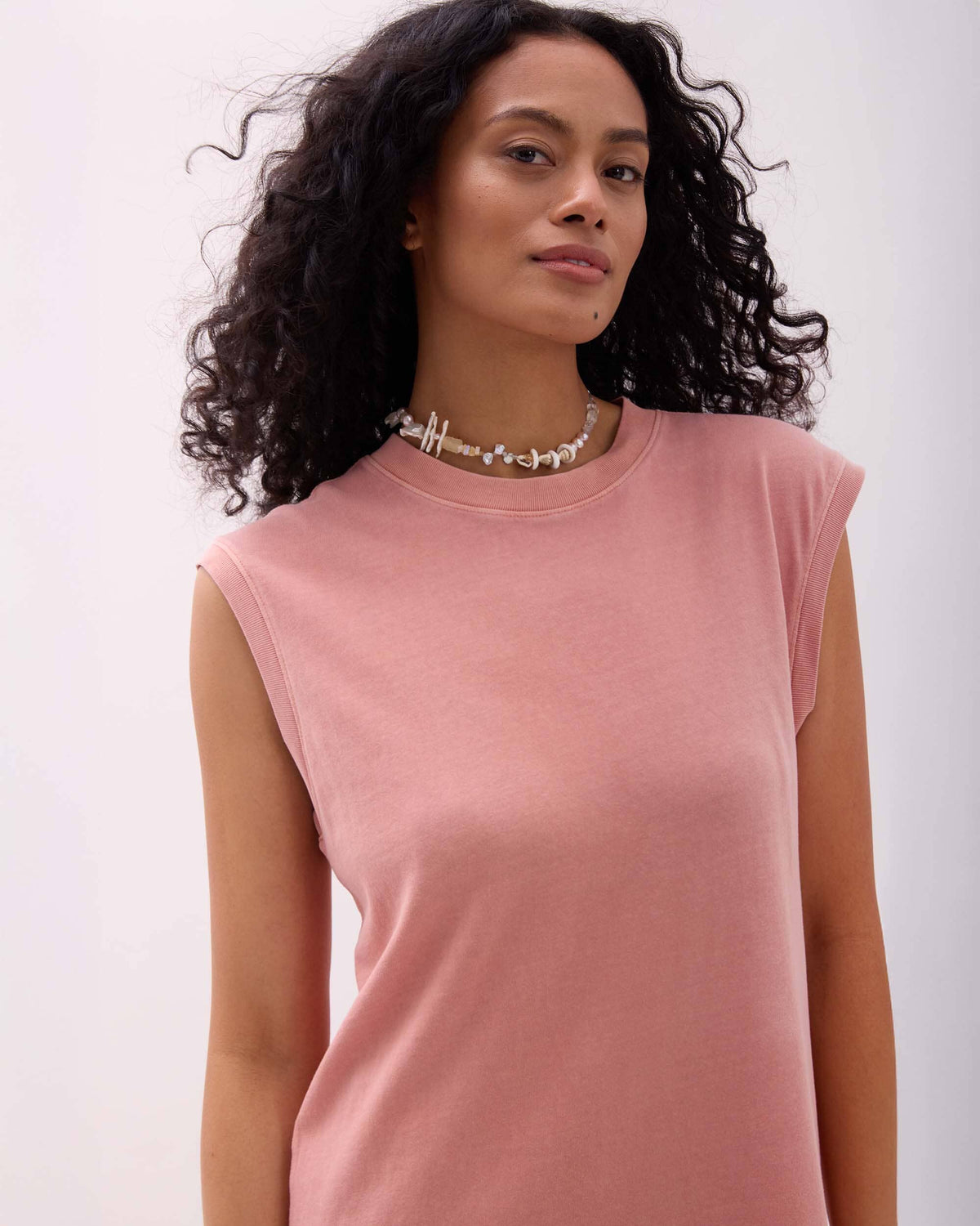 Womens Relaxed Muscle Dress - Pigment Dye Jersey - Pink Sands