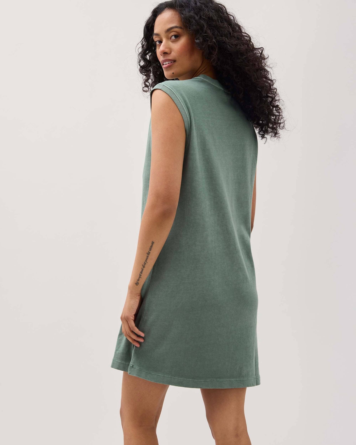 Womens Relaxed Muscle Dress - Pigment Dye Jersey - Sage Leaf