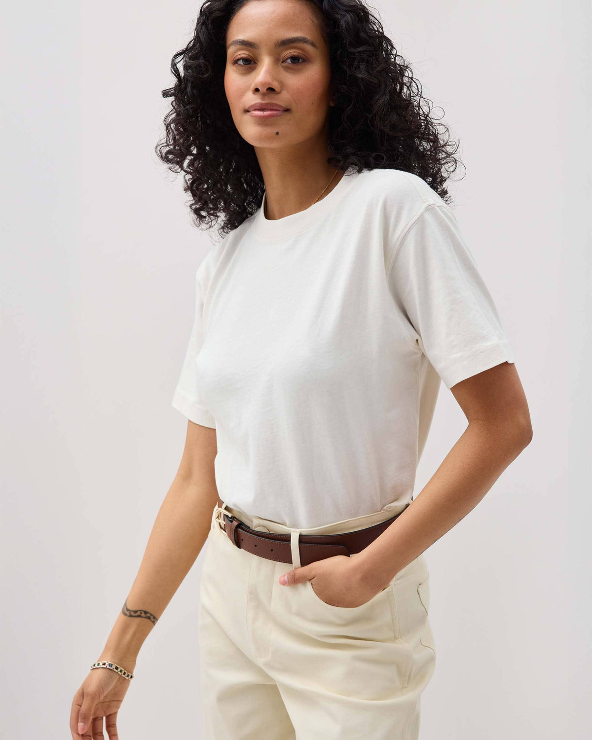 Womens Relaxed Everyday Tee - Pigment Dye Jersey - Bone