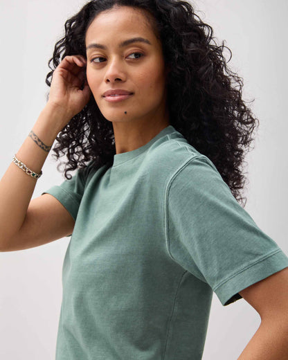 Womens Relaxed Everyday Tee - Pigment Dye Jersey - Sage Leaf