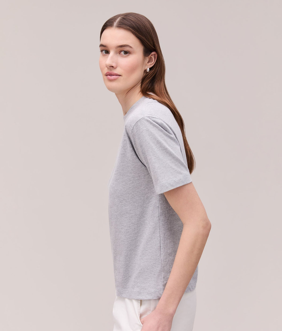 Womens Relaxed Everyday Tee - Pigment Dye Jersey - Heather Grey