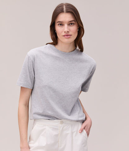 Womens Relaxed Everyday Tee - Pigment Dye Jersey - Heather Grey