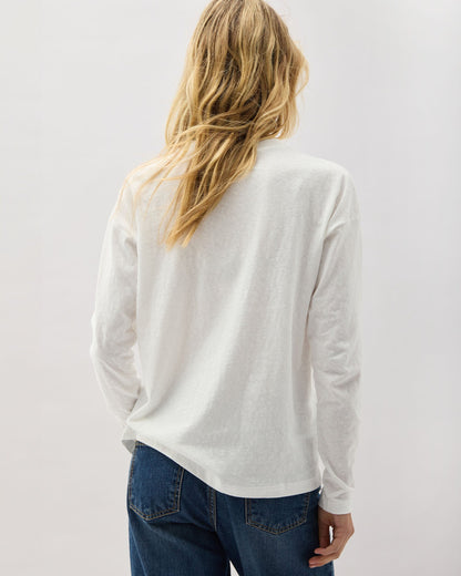 Womens Vintage Jersey Long Sleeve Tee - Recycled Cotton Jersey - White