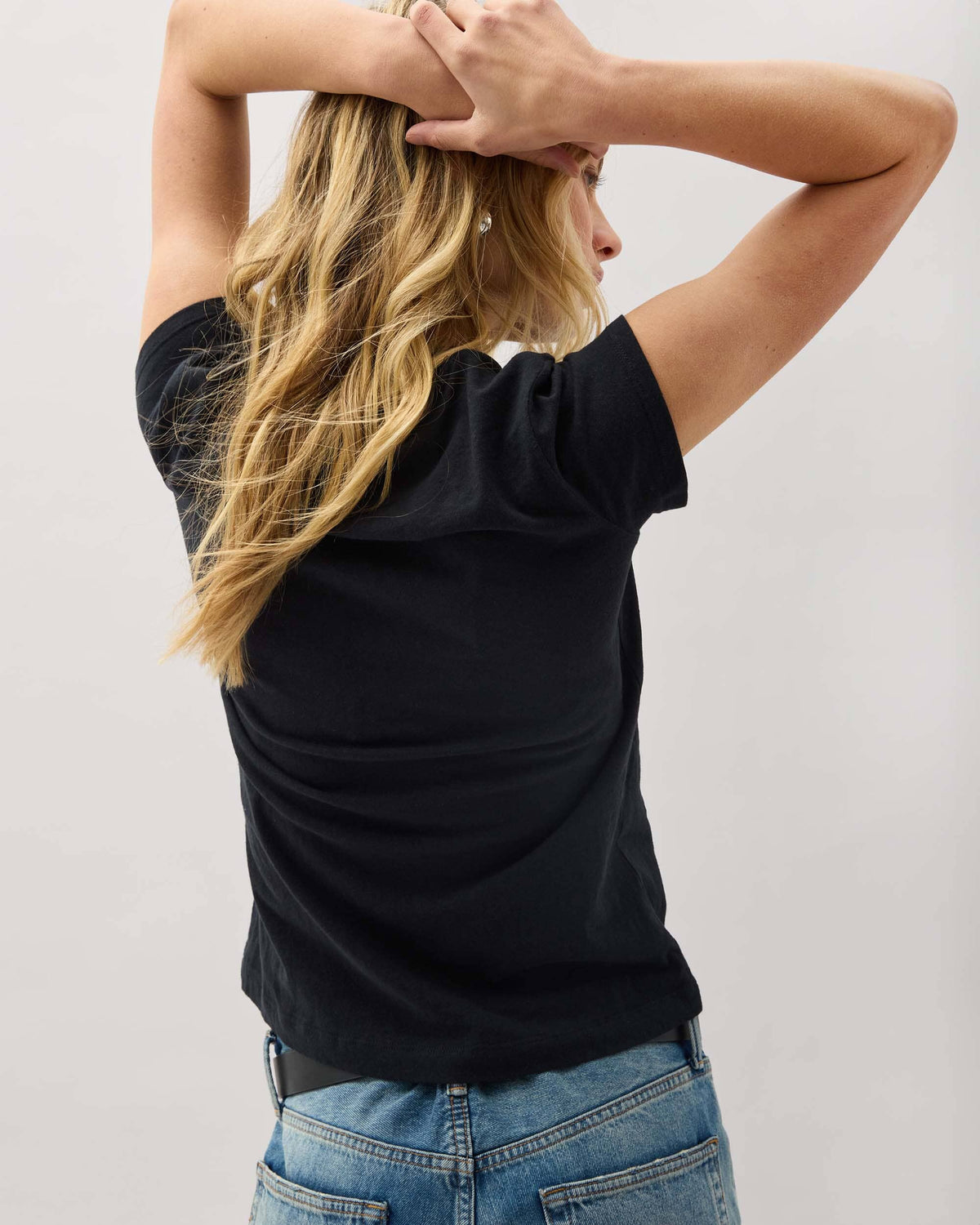 Womens Vintage Jersey Short Sleeve Tee - Recycled Cotton Jersey - Black
