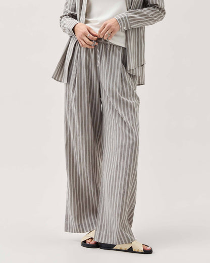 Womens Palermo Pant - Poly Seer Sucker Stripe - Black Stripe