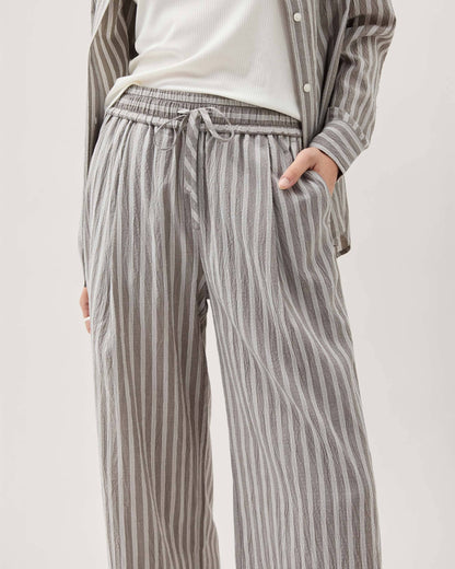 Womens Palermo Pant - Poly Seer Sucker Stripe - Black Stripe