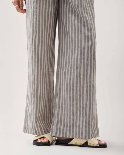 Womens Palermo Pant - Poly Seer Sucker Stripe - Black Stripe
