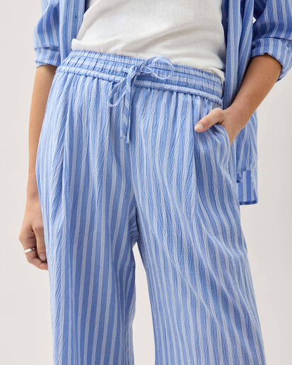 Womens Palermo Pant - Poly Seer Sucker Stripe - Oxford Blue Stripe