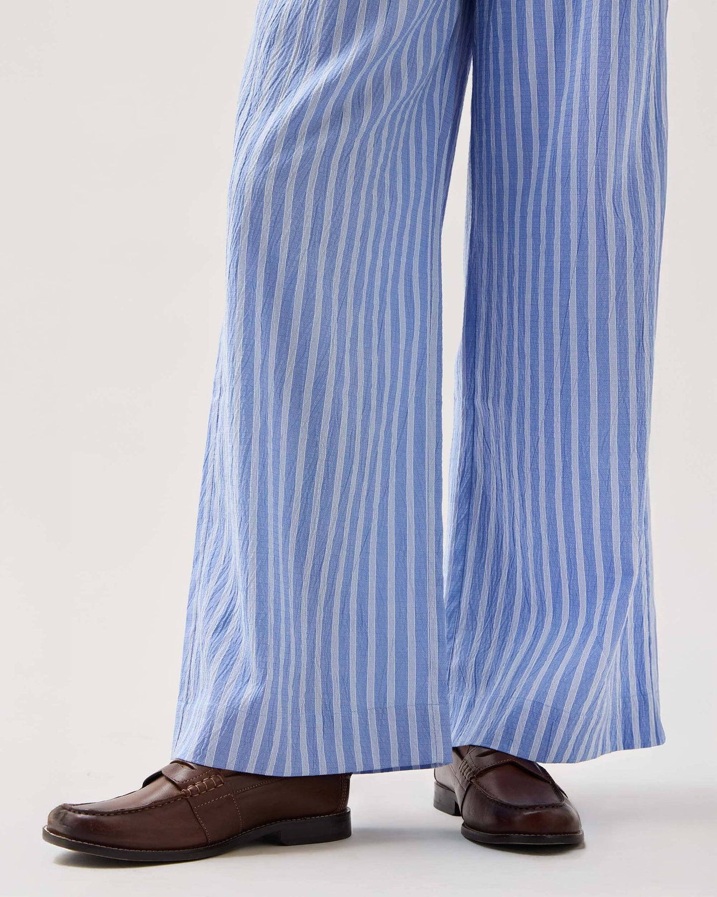 Womens Palermo Pant - Poly Seer Sucker Stripe - Oxford Blue Stripe