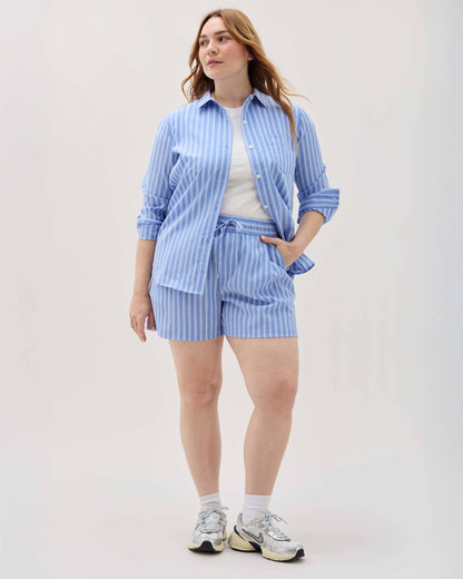 Womens Palermo Short - Poly Seer Sucker Stripe - Blue Stripe