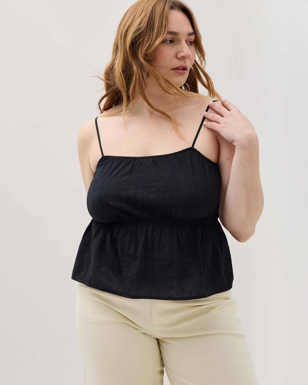 Womens Isabella Tank - Cotton Dobby - Black