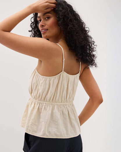 Womens Isabella Tank - Cotton Dobby - Oat Milk