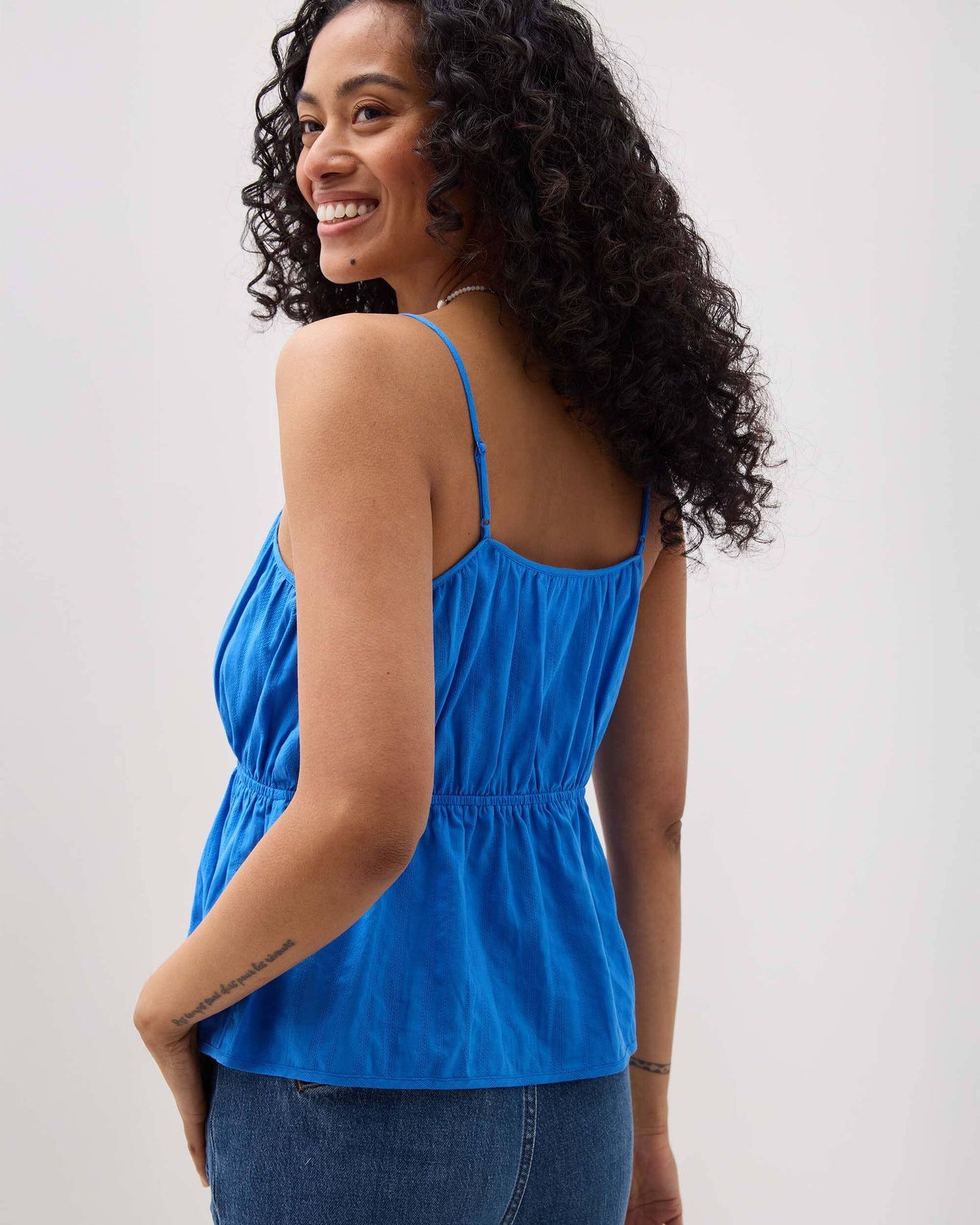 Womens Isabella Tank - Cotton Dobby - Pop Blue