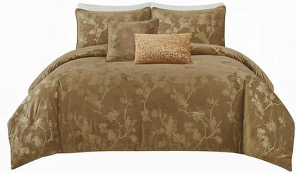 Floral 5-Piece Comforter Set, Farmhouse Bed in a Bag with Comforter, Pillow Shams, Decorative Pillows for All Seasons