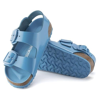 Birkenstock Unisex Milano Big Buckle Natural Leather Patent High Shine Sky Blue