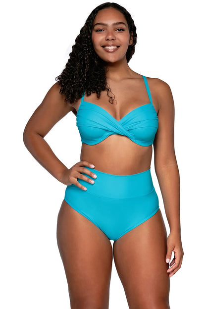 Sunsets Hannah High Waist Swim Bottom - Blue Bliss - FINAL SALE