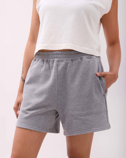 Womens Recycled Fleece Sweatshort - Recycled Fleece - Heather Grey