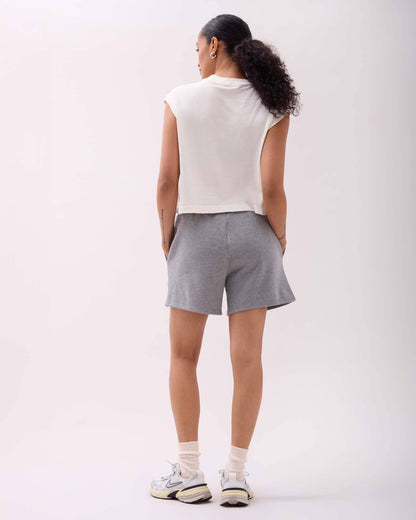 Womens Recycled Fleece Sweatshort - Recycled Fleece - Heather Grey