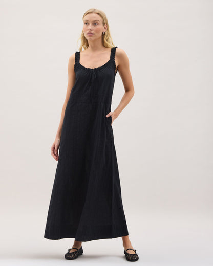 Womens Florence Sundress - Cotton Dobby - Black