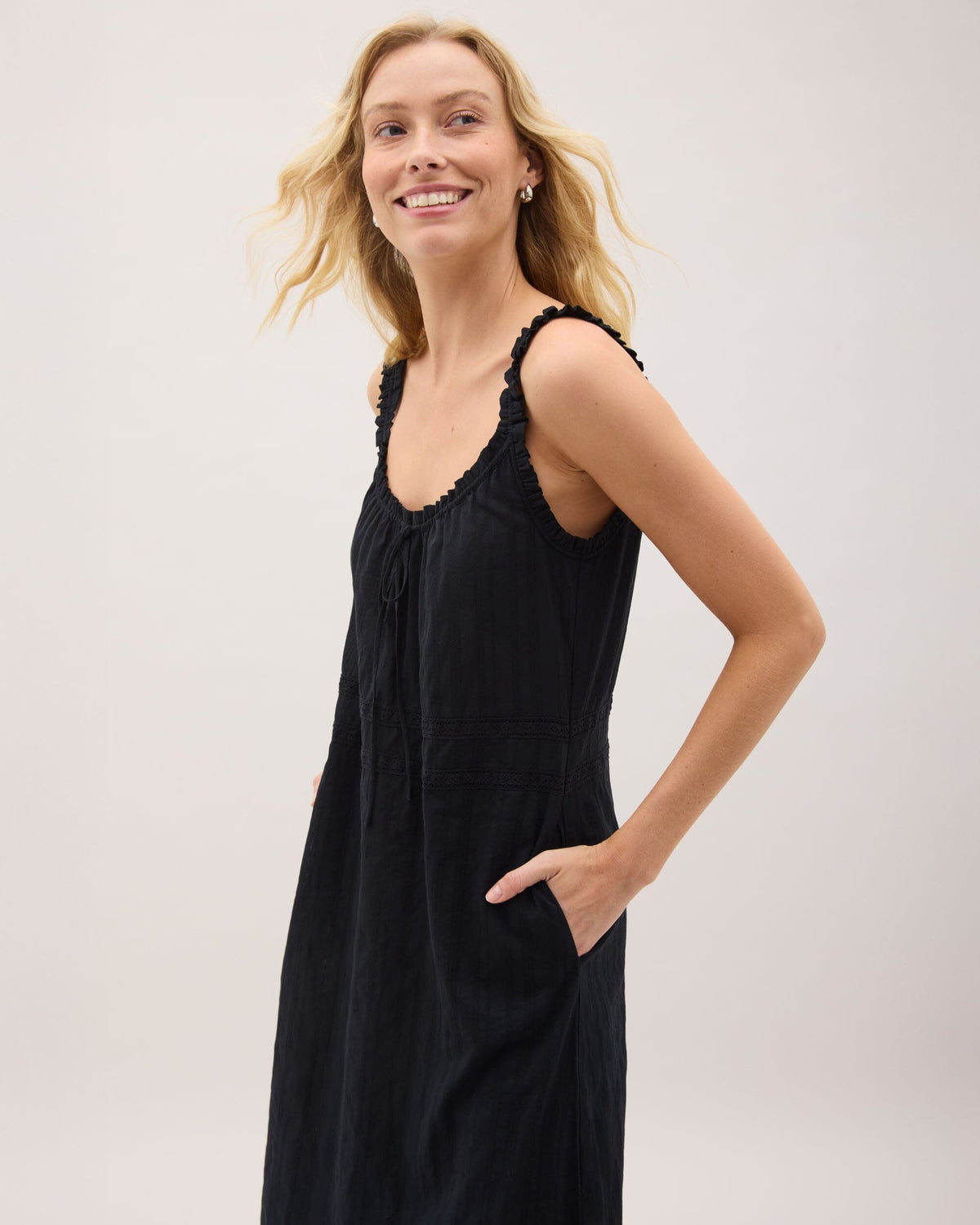 Womens Florence Sundress - Cotton Dobby - Black