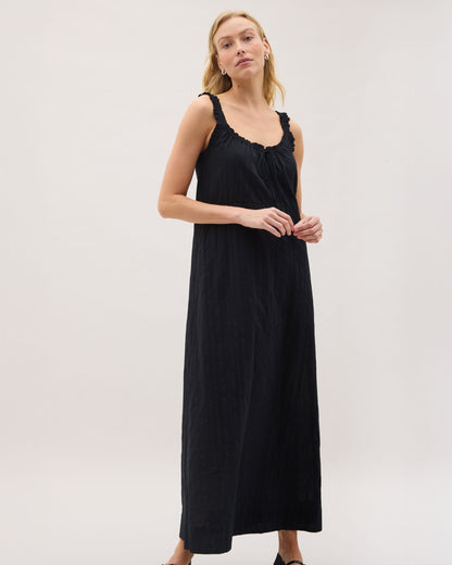 Womens Florence Sundress - Cotton Dobby - Black