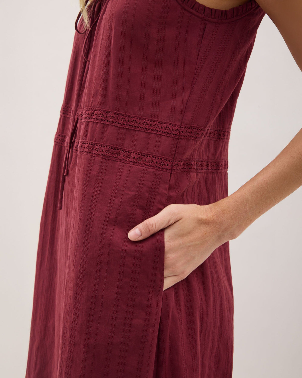 Womens Florence Sundress - Cotton Dobby - New Maroon