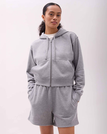 Womens Recycled Fleece Zip Hoodie - Recycled Fleece - Heather Grey