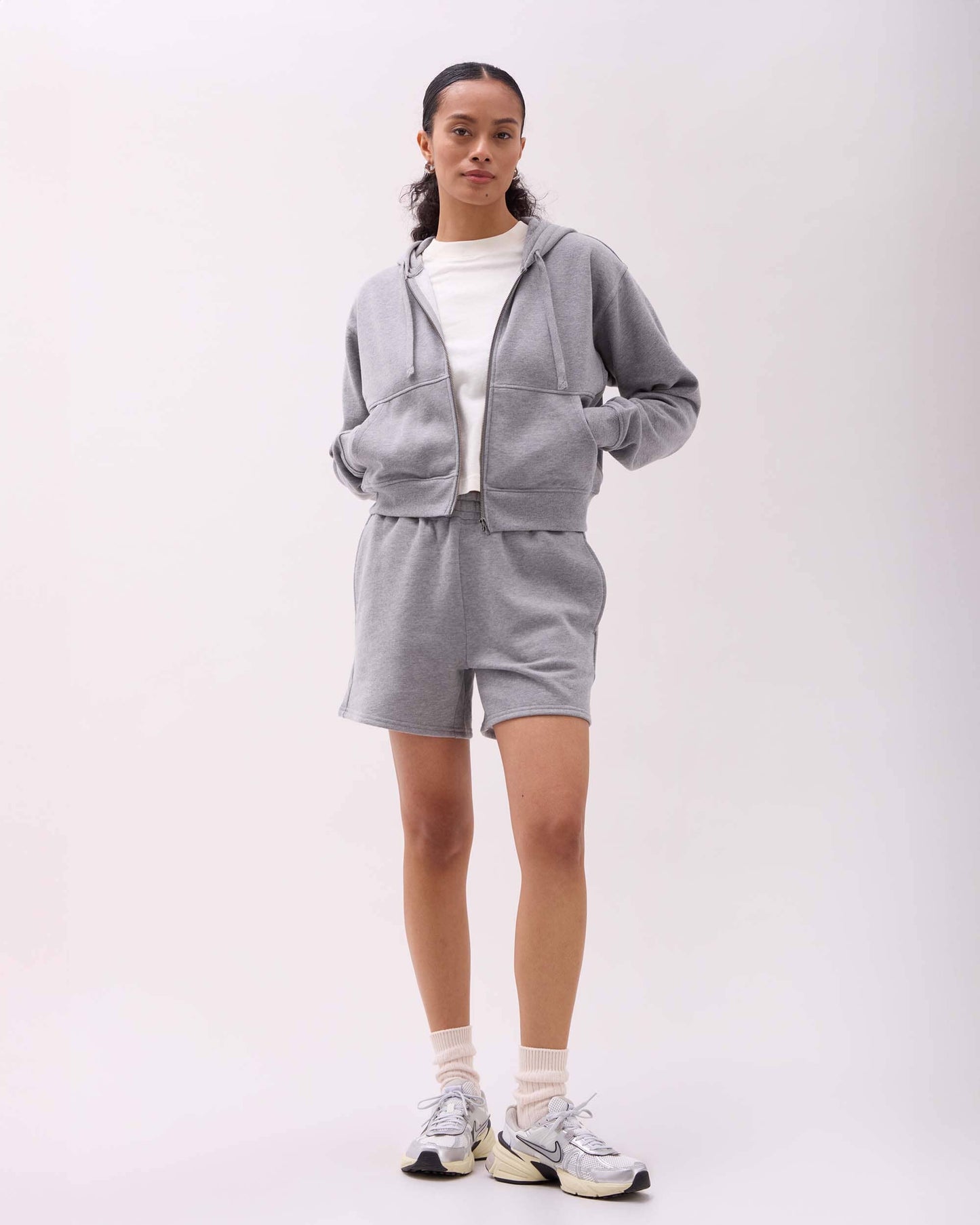 Womens Recycled Fleece Zip Hoodie - Recycled Fleece - Heather Grey