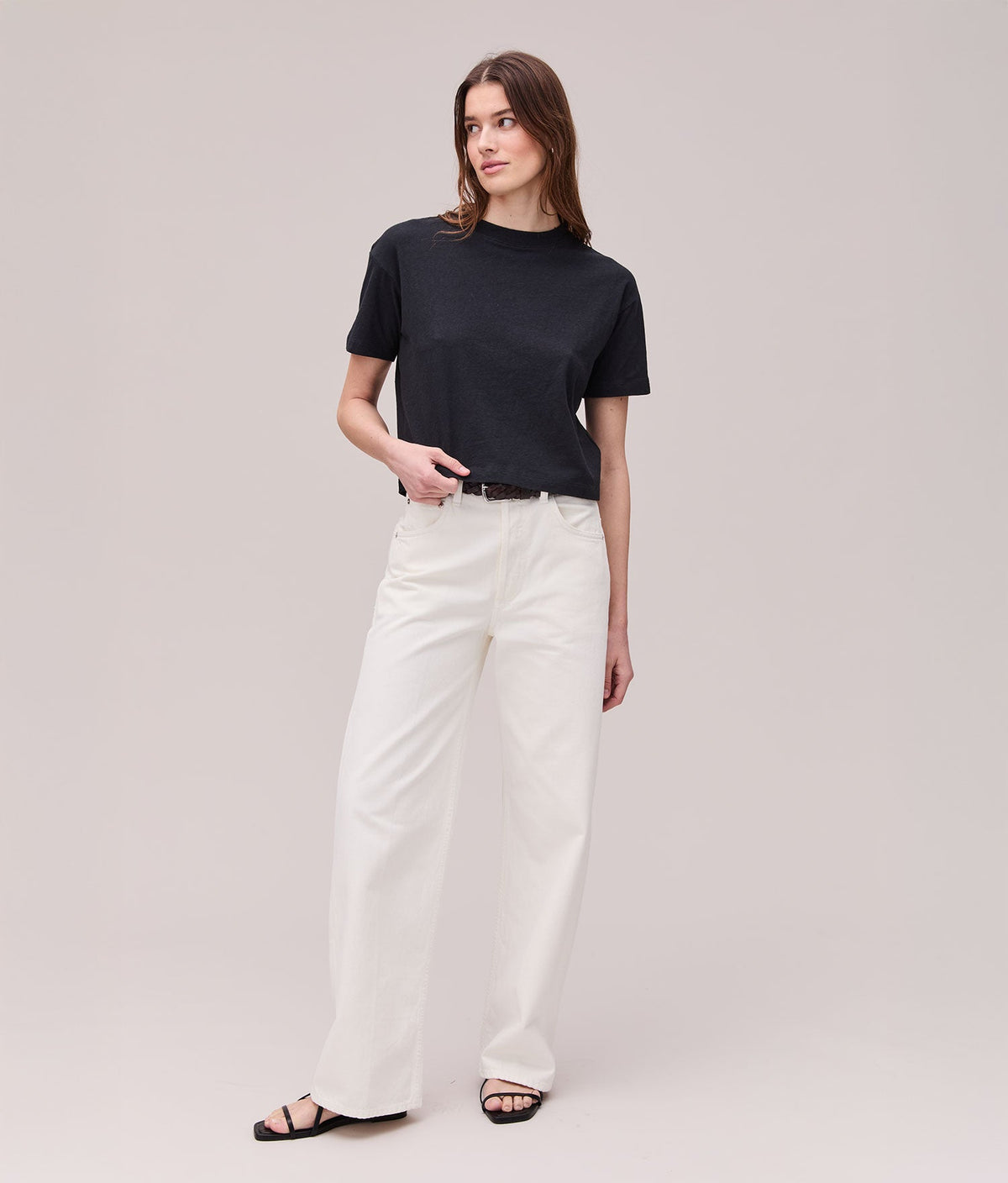Womens Vintage Jersey Oversized Crop - Recycled Cotton Jersey - Black