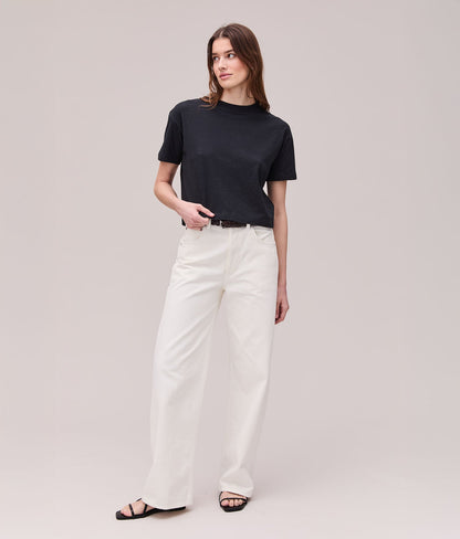 Womens Vintage Jersey Oversized Crop - Recycled Cotton Jersey - Black