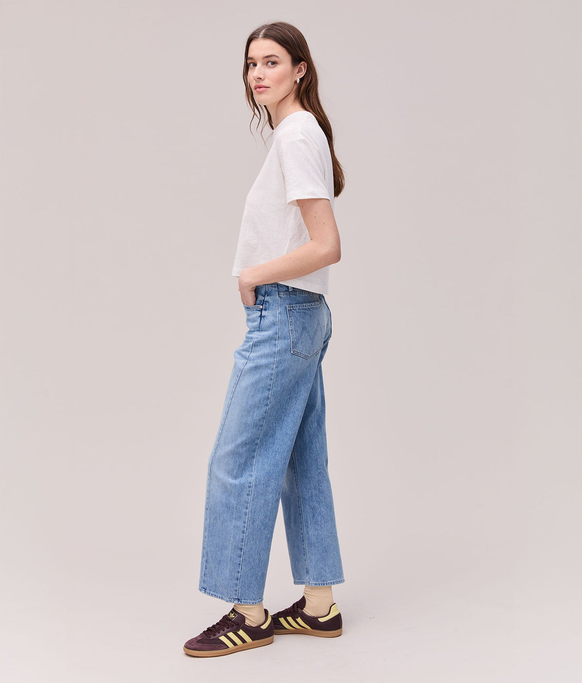 Womens Vintage Jersey Oversized Crop - Recycled Cotton Jersey - White