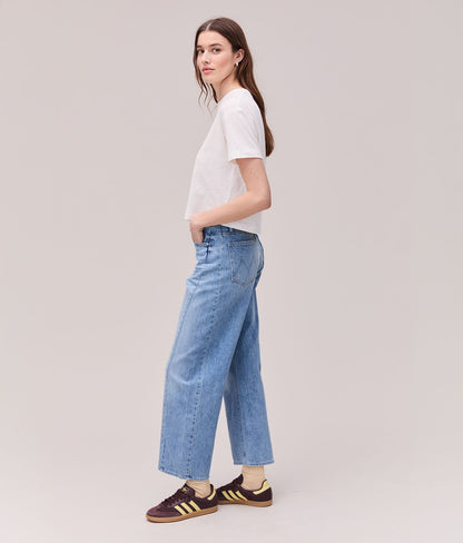 Womens Vintage Jersey Oversized Crop - Recycled Cotton Jersey - White