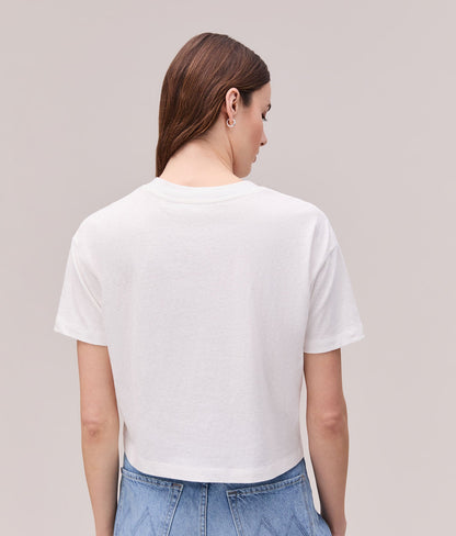 Womens Vintage Jersey Oversized Crop - Recycled Cotton Jersey - White