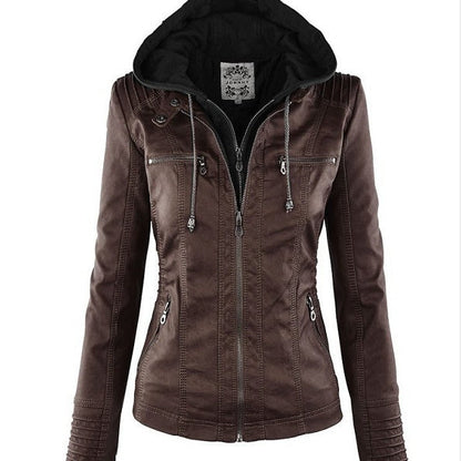 Women's Detachable Leather Jacket