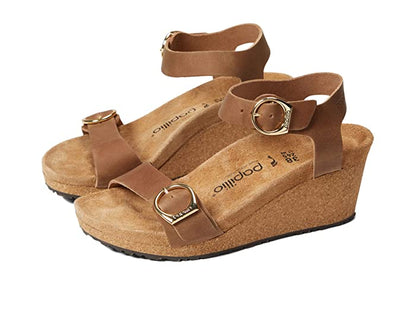 Birkenstock Unisex Soley Ring Buckle Natural Leather Cognac