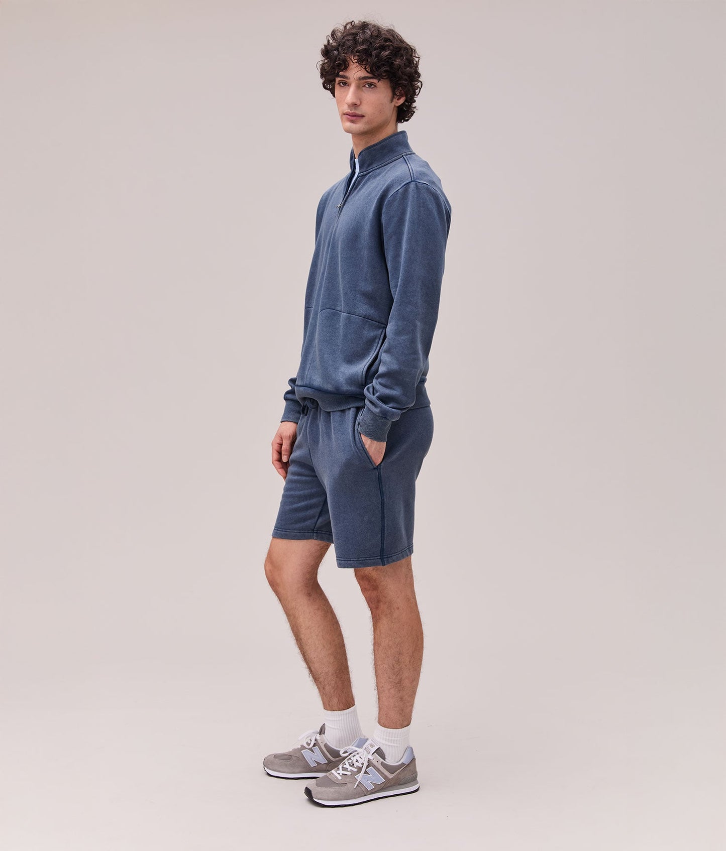 Mens Recycled Fleece Quarter Zip - Recycled Fleece - Mineral Moonlit Ocean
