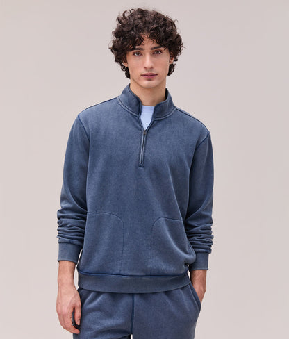 Mens Recycled Fleece Quarter Zip - Recycled Fleece - Mineral Moonlit Ocean