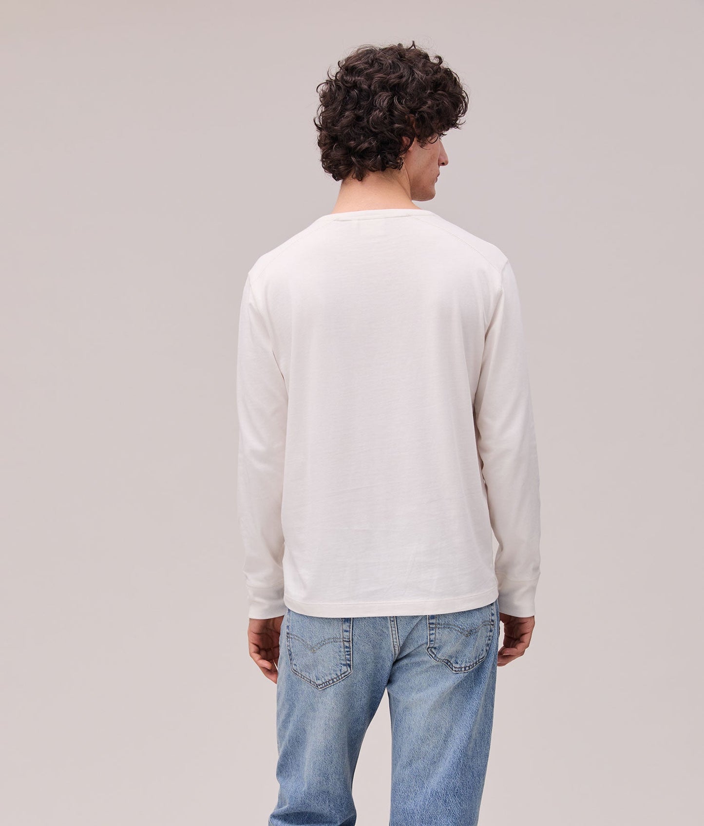 Mens Work Week Pima Henley - Pima Cotton Jersey - Bone
