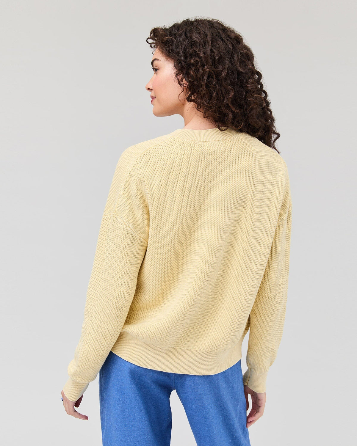 Womens Dune Cardigan - Cotton Sweater Knit - Golden Wheat