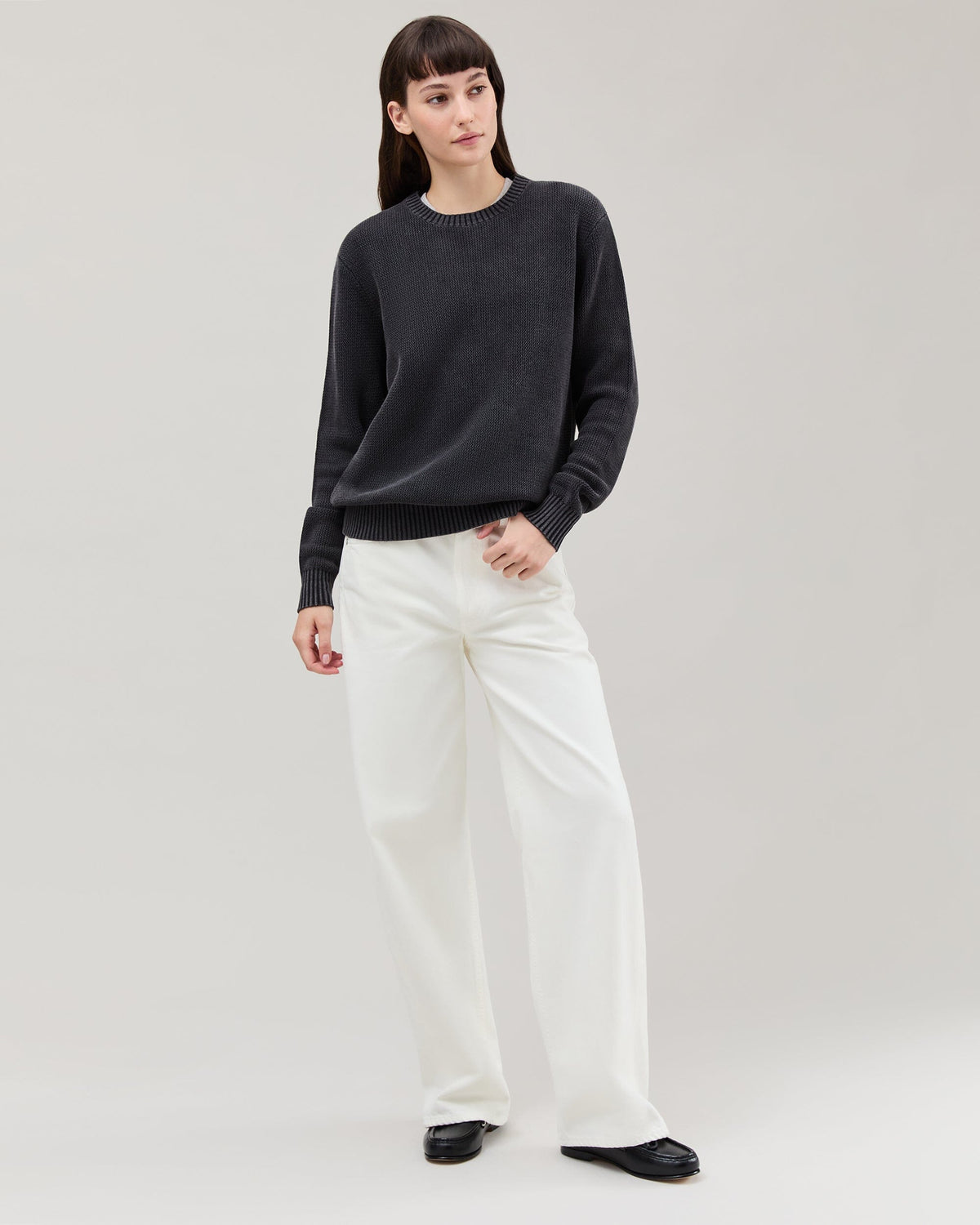 Womens Dune Sweater - Cotton Sweater Knit - Black