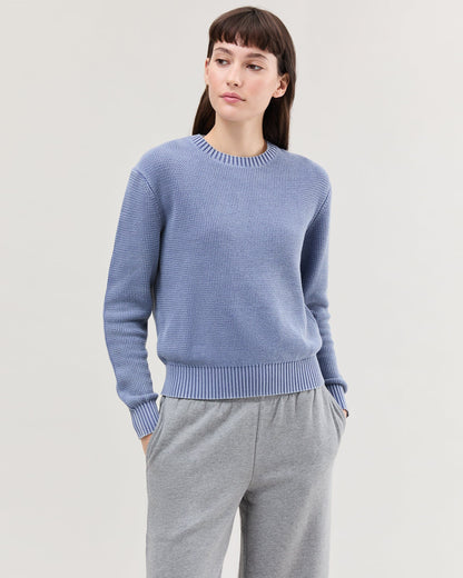 Womens Dune Sweater - Cotton Sweater Knit - Vintage Indigo