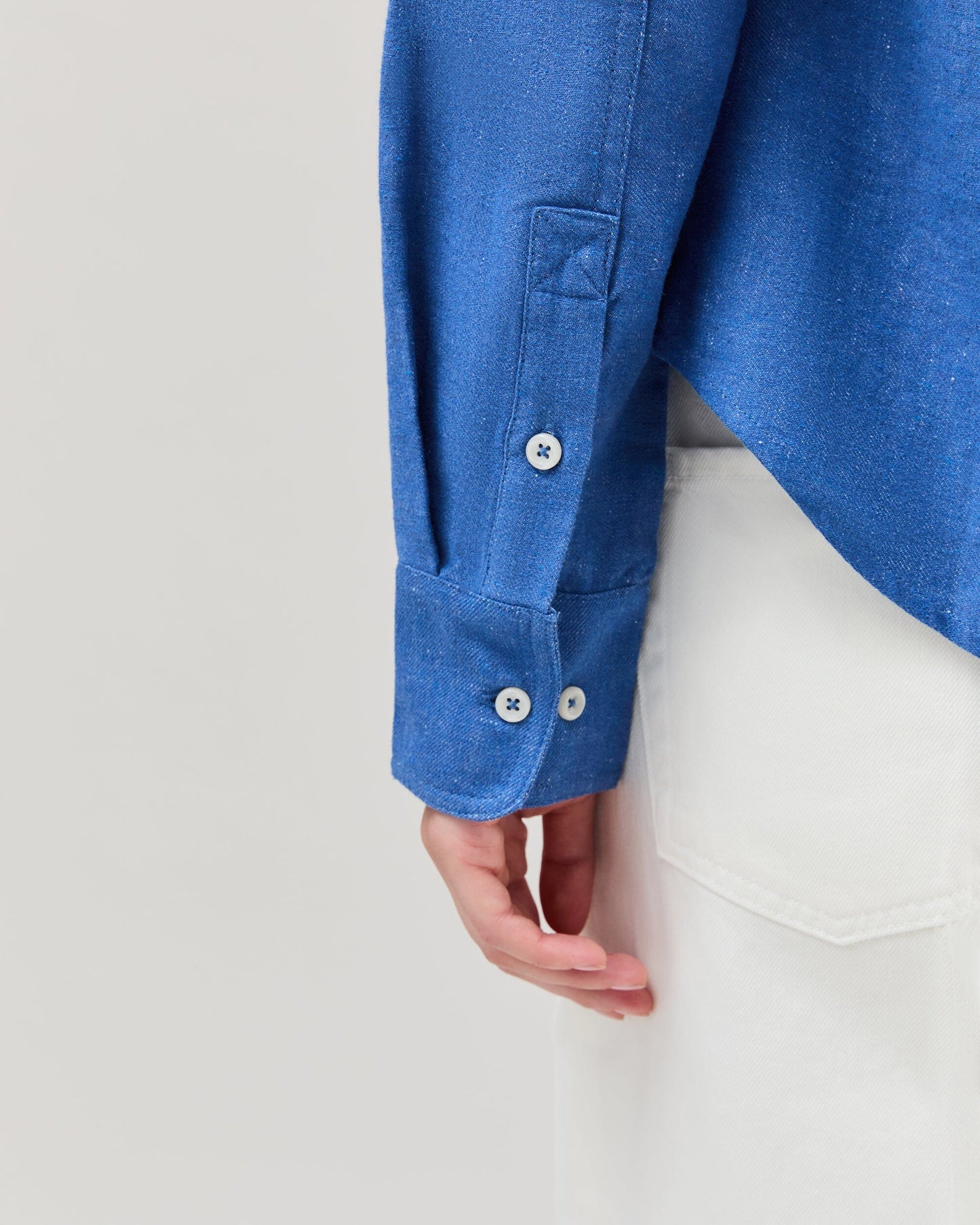 Womens Roma Work Shirt - Cotton Linen Twill - True Blue