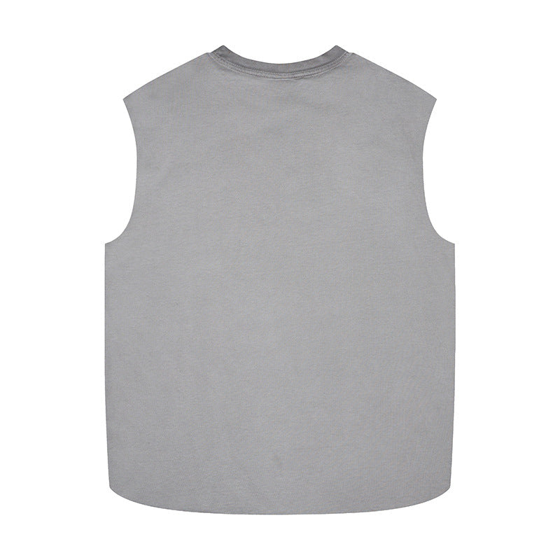 Letter printed wide shoulder vest
