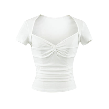 Square neck short sleeved T-shirt for women