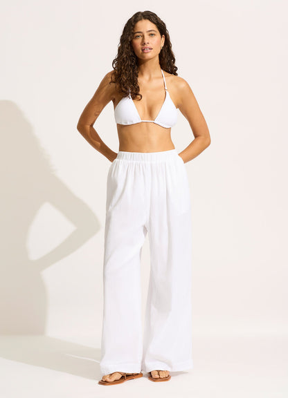 Crinkle Beach Pant - White