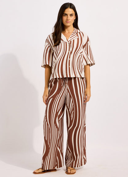 Coastline Stripe Oversized Crop Shirt
