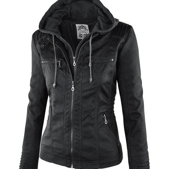 Women's Detachable Leather Jacket