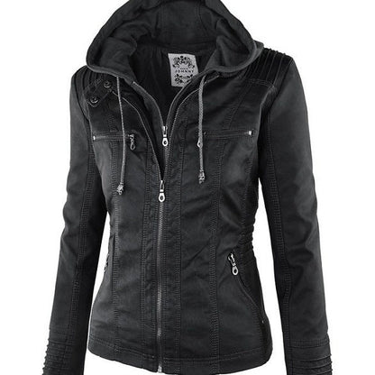Women's Detachable Leather Jacket
