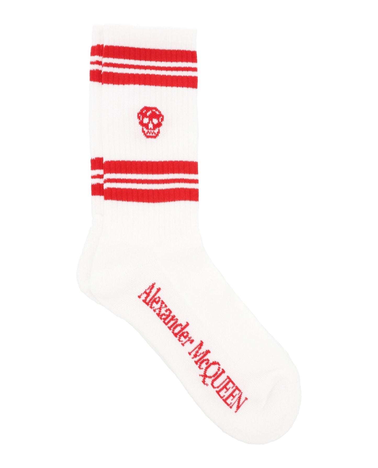 Alexander McQueen Striped Skull Logo Socks